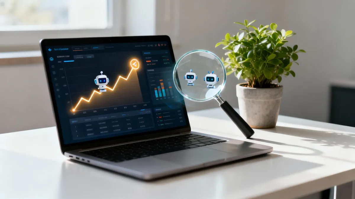 Grafic de analytics pe un laptop, simbolizând analiza datelor de trafic
