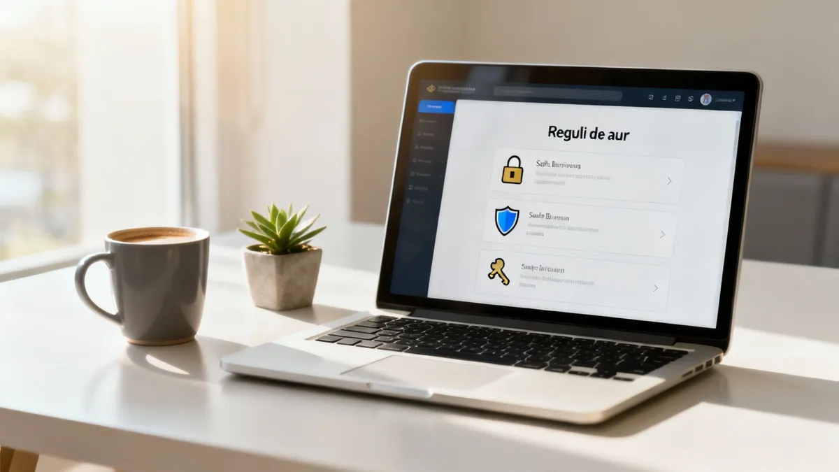 Un lacăt digital pe ecranul unui laptop, simbolizând o conexiune securizată.